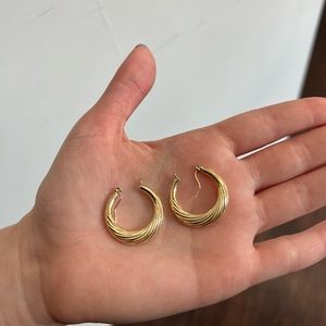 Classic Textured 14K Gold Hoops